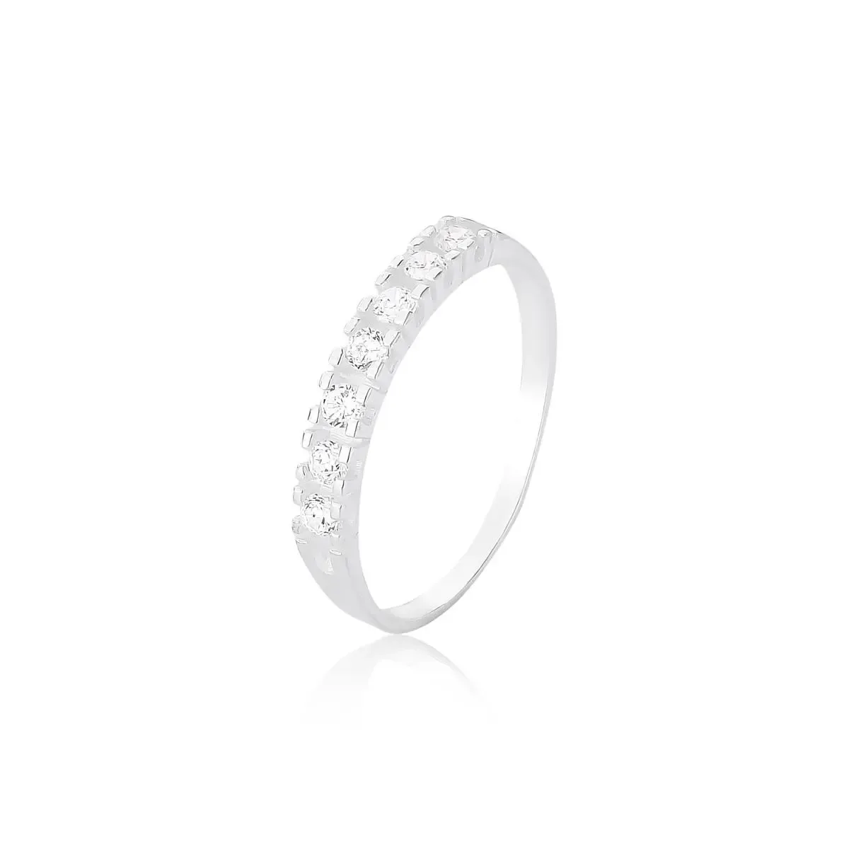 Anel Meia Aliança Cravejado 2mm