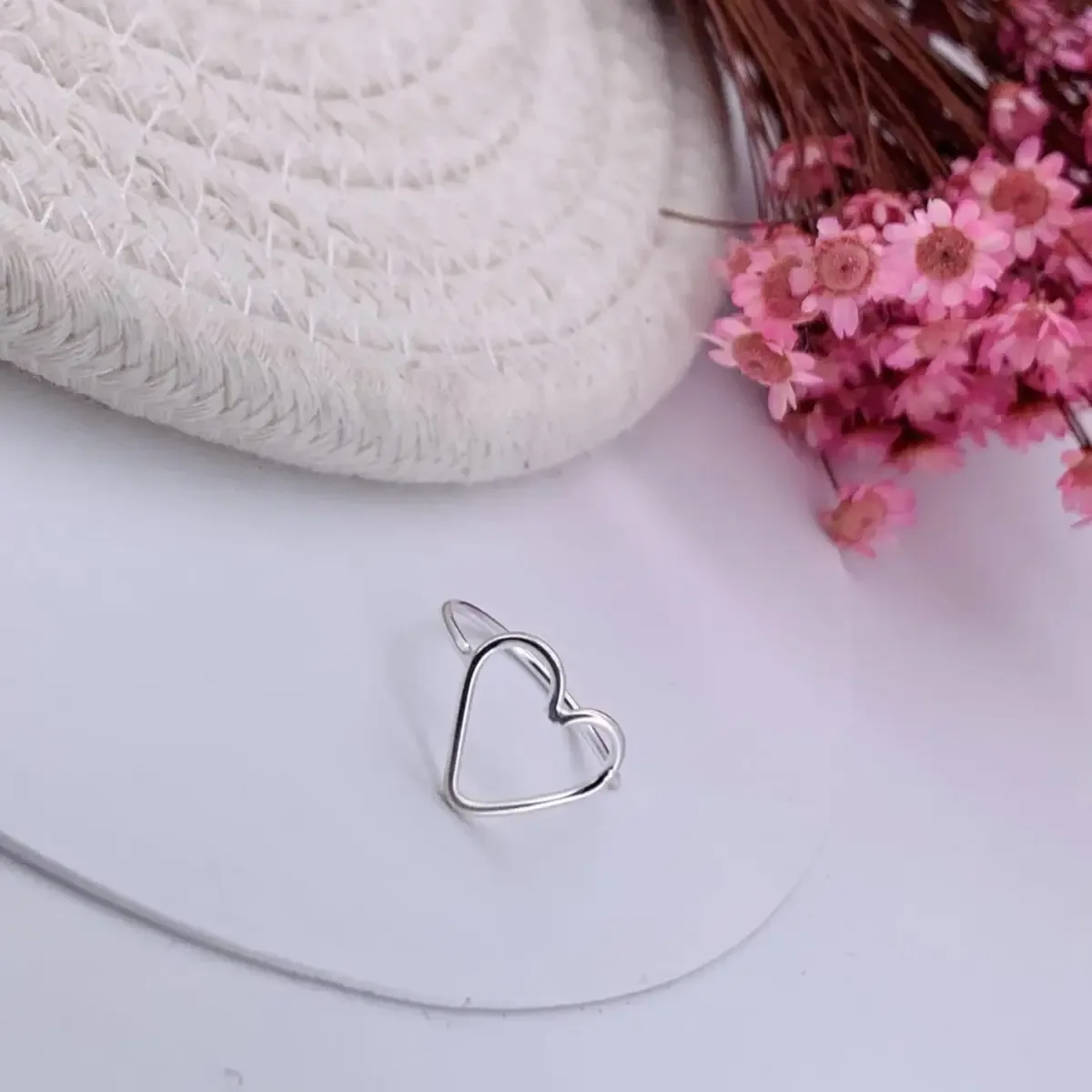 Anel Coração Vazado Fio