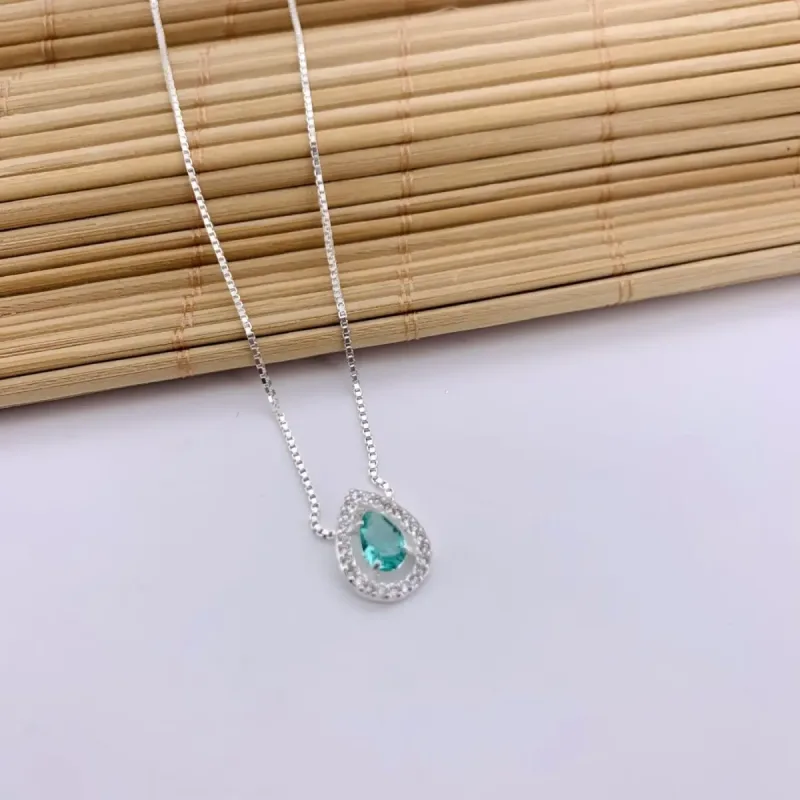 Colar Gota com Moldura Cravejada
