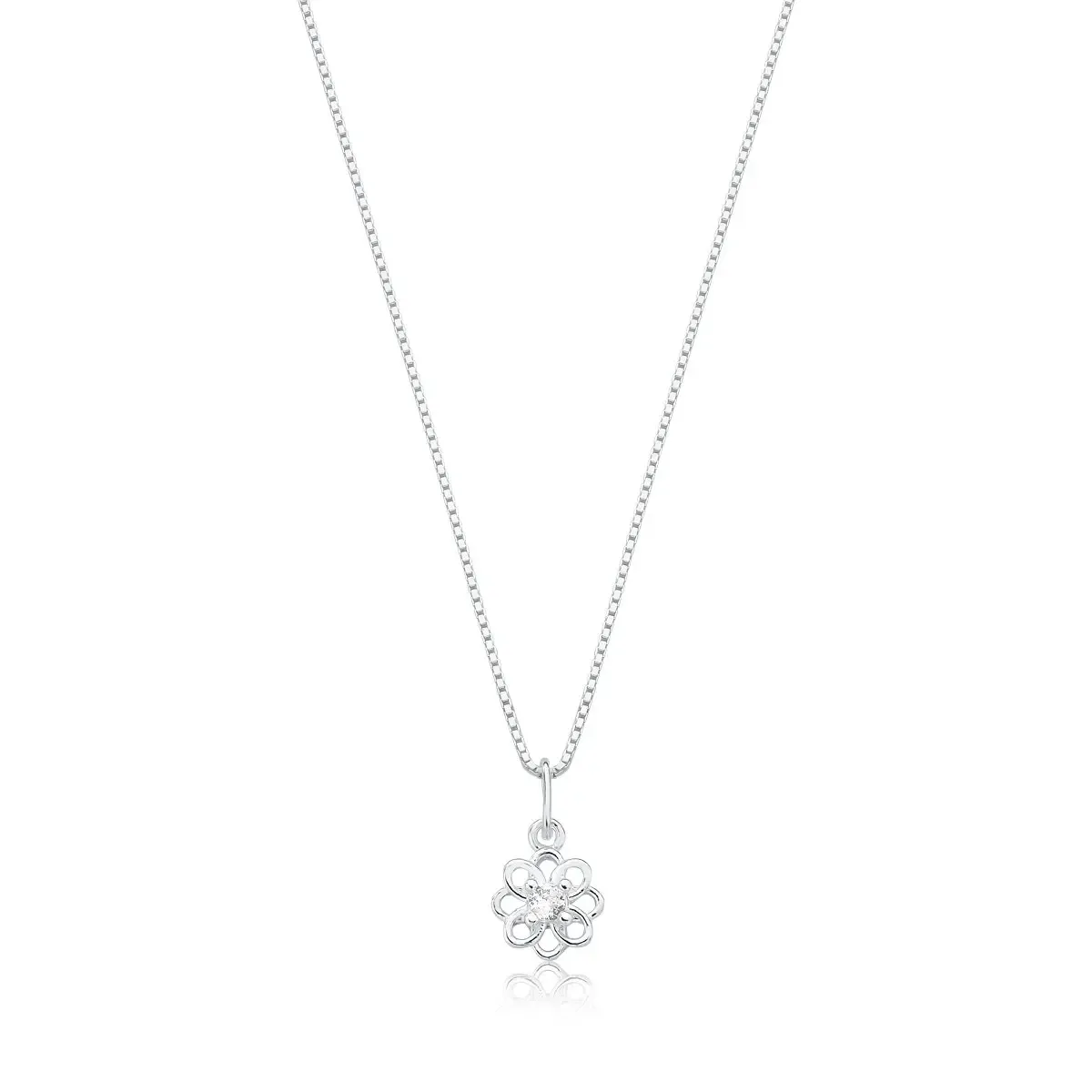 Colar Flor com Zircônia Central