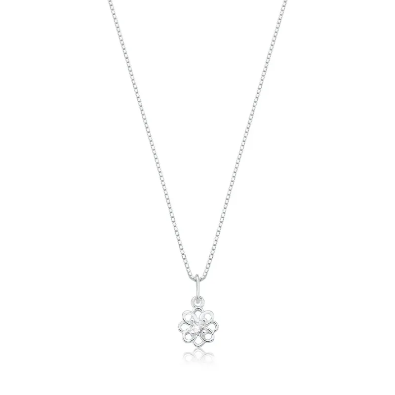 Colar Flor com Zircônia Central