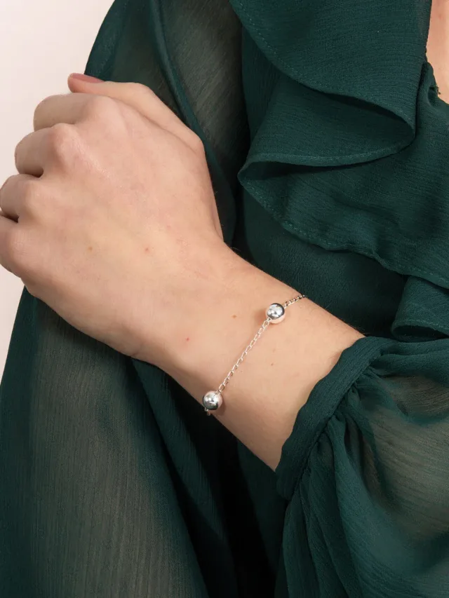 Pulseira de Prata 925 Bolas 7mm