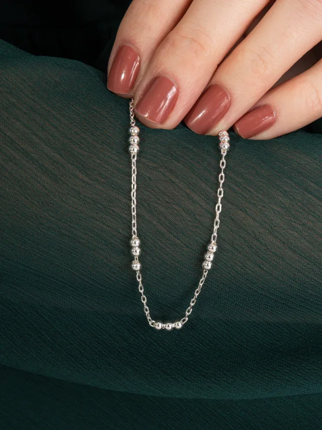 Pulseira de Prata 925 3 Bolinhas Espaçadas