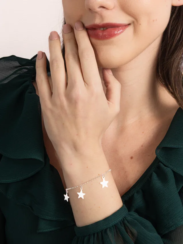 Pulseira de Prata 925 Estrelas Lisas