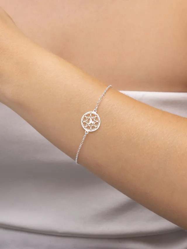 Pulseira de Prata 925 Espírito Santo e Corações