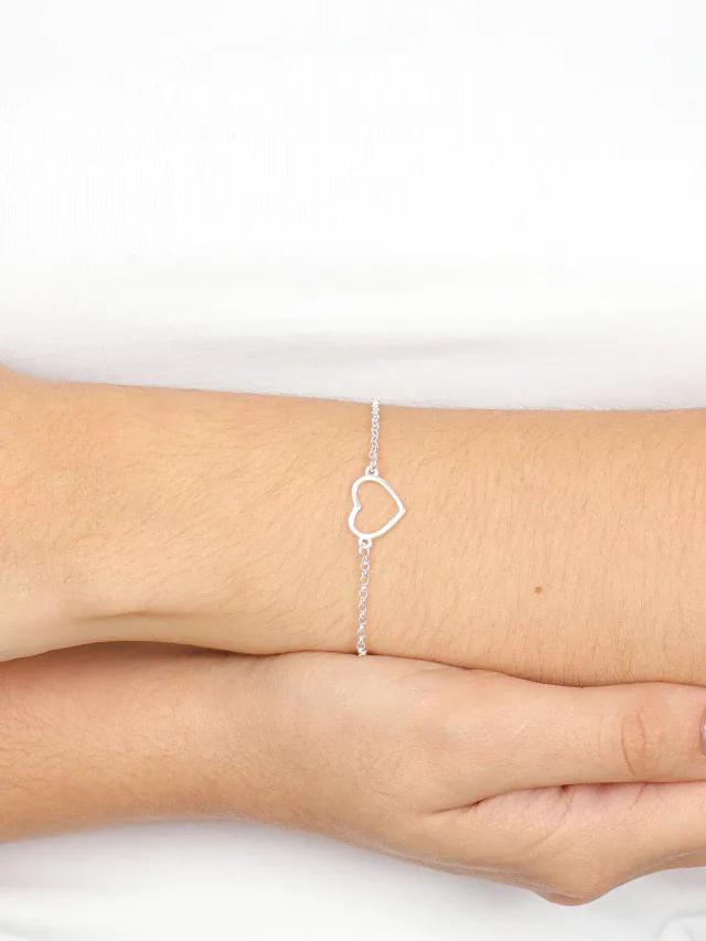 Pulseira de Prata 925 Coração Minimalista