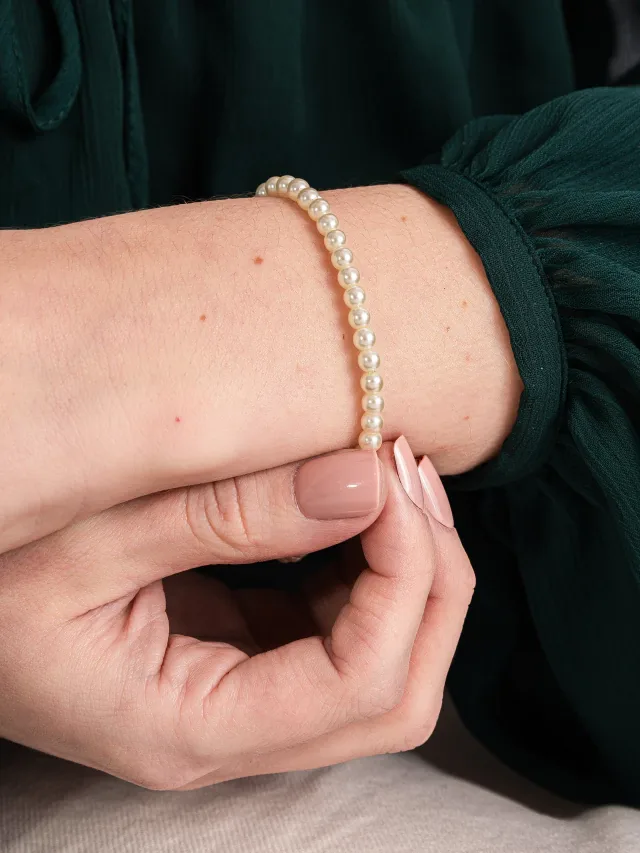 Pulseira de Prata 925 Inteira de Pérola 4mm