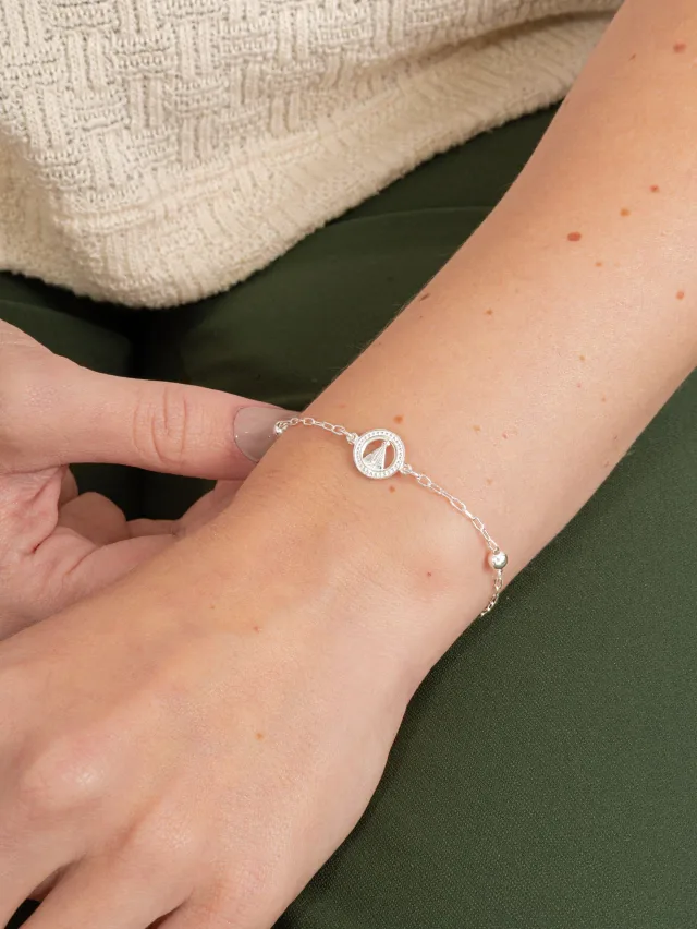 Pulseira de Prata 925 Bolas e Nossa Senhora