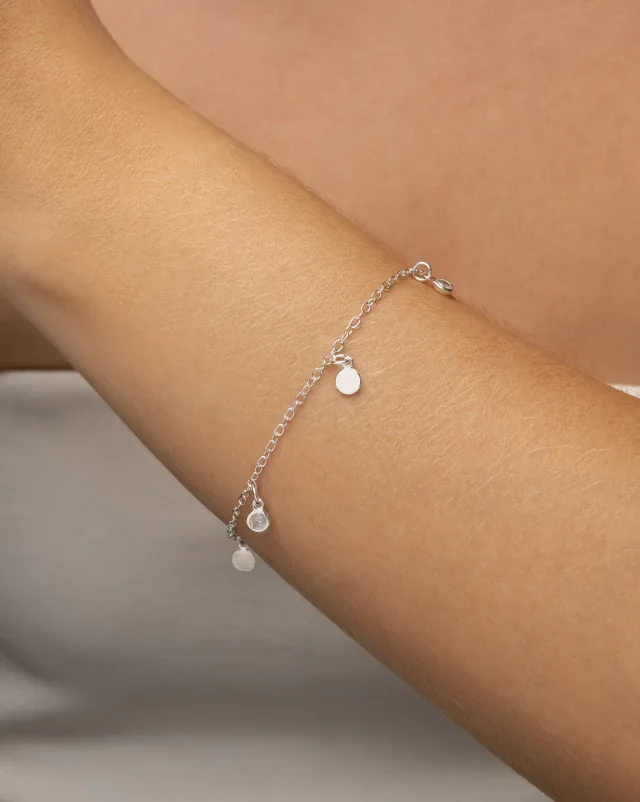 Pulseira de Prata 925 Medalhas e Ponto de Luz