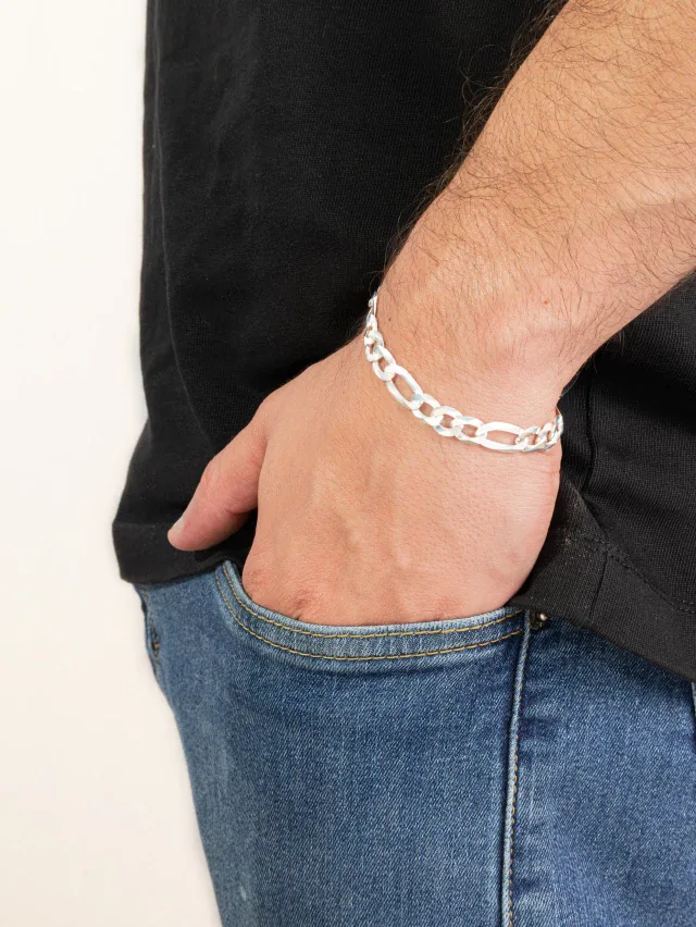 Pulseira de Prata 925 Masculina 3x1 8mm