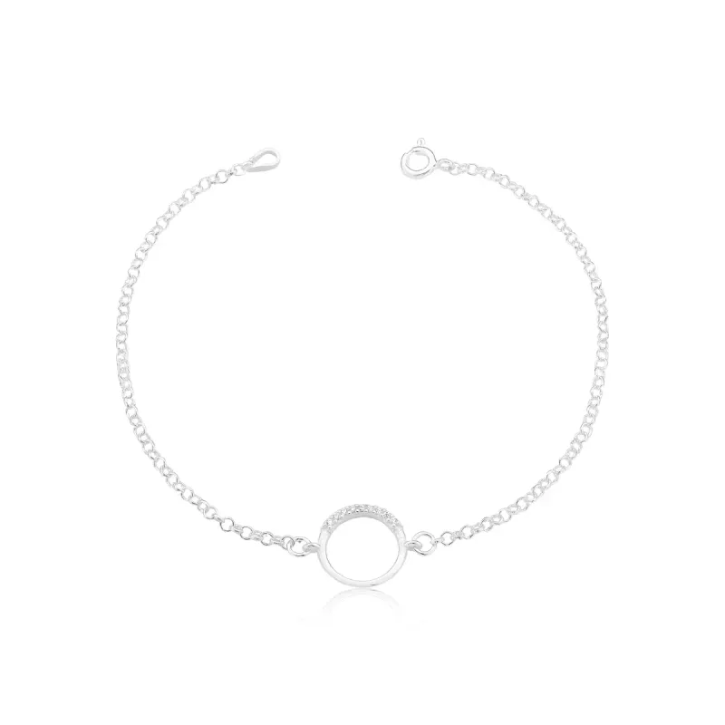 Pulseira Meio Círculo Cravejado Elo Português