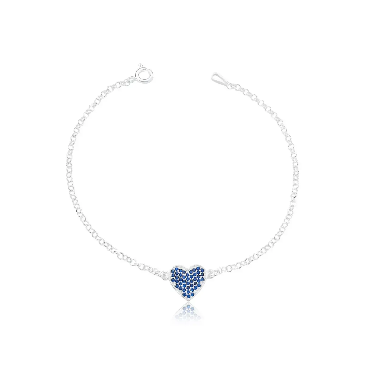 Pulseira Coração Cravejado Elo Português