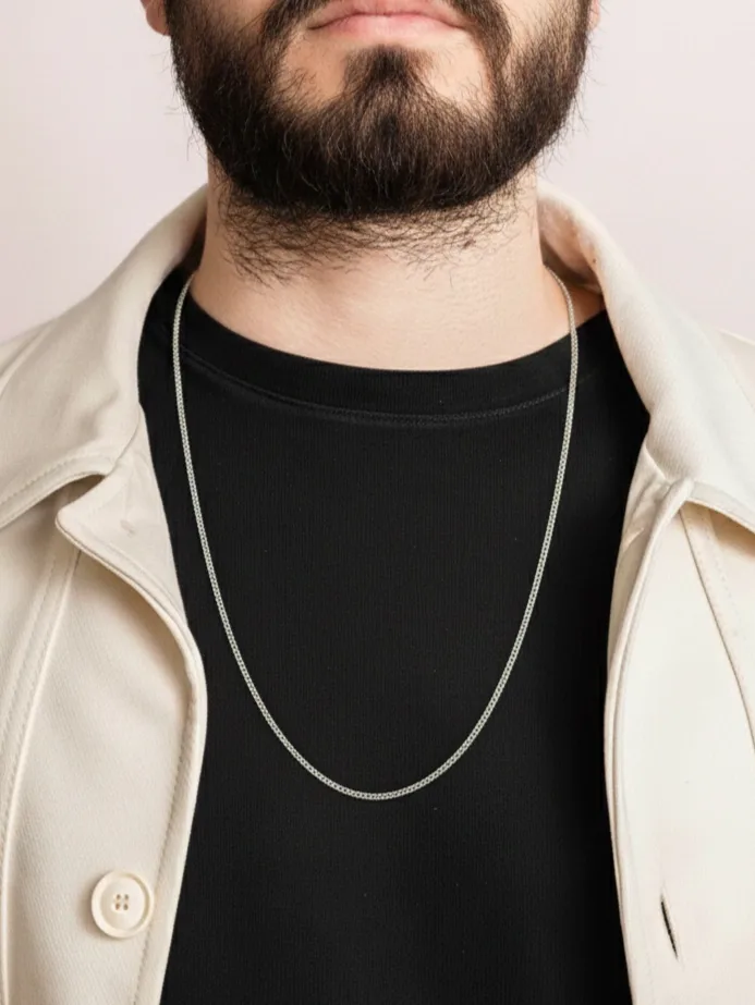 Corrente de Prata 925 Masculina Elos Grumet 1.5mm 70cm