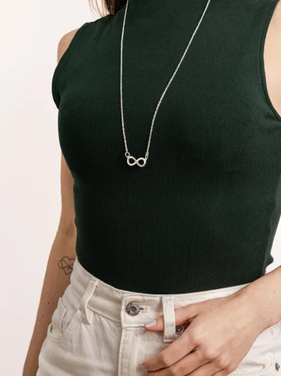 Colar Longo de Prata 925 Infinito com Zircônias — foto 1