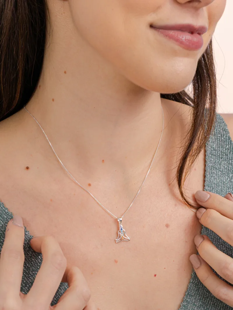 Colar de Prata 925 Pontos de Chakras com Zircônias Coloridas