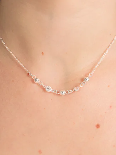Colar de Prata 925 Bolas e Zircônias Brancas — foto 2