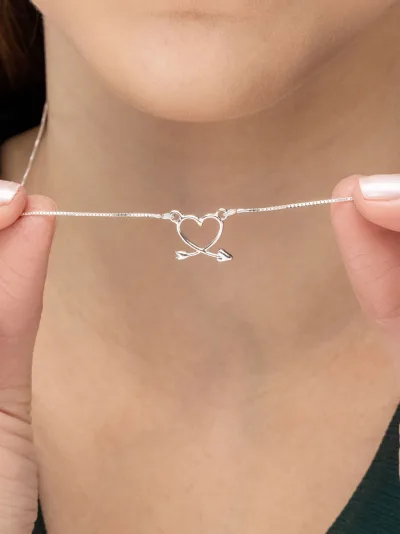 Colar de Prata 925 Coração Cupido — foto 1