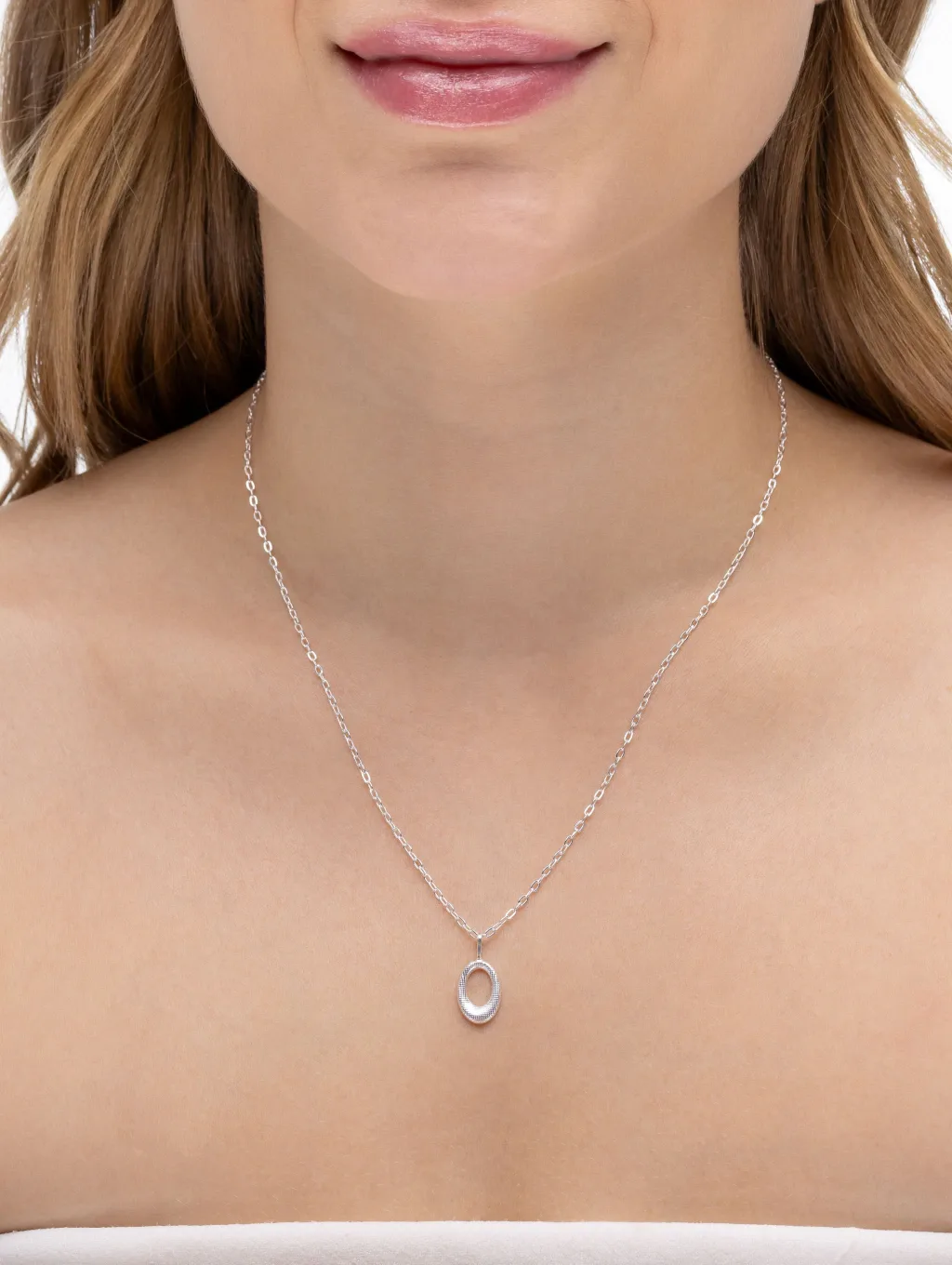 Colar de Prata 925 Pingente Orgânico Oval