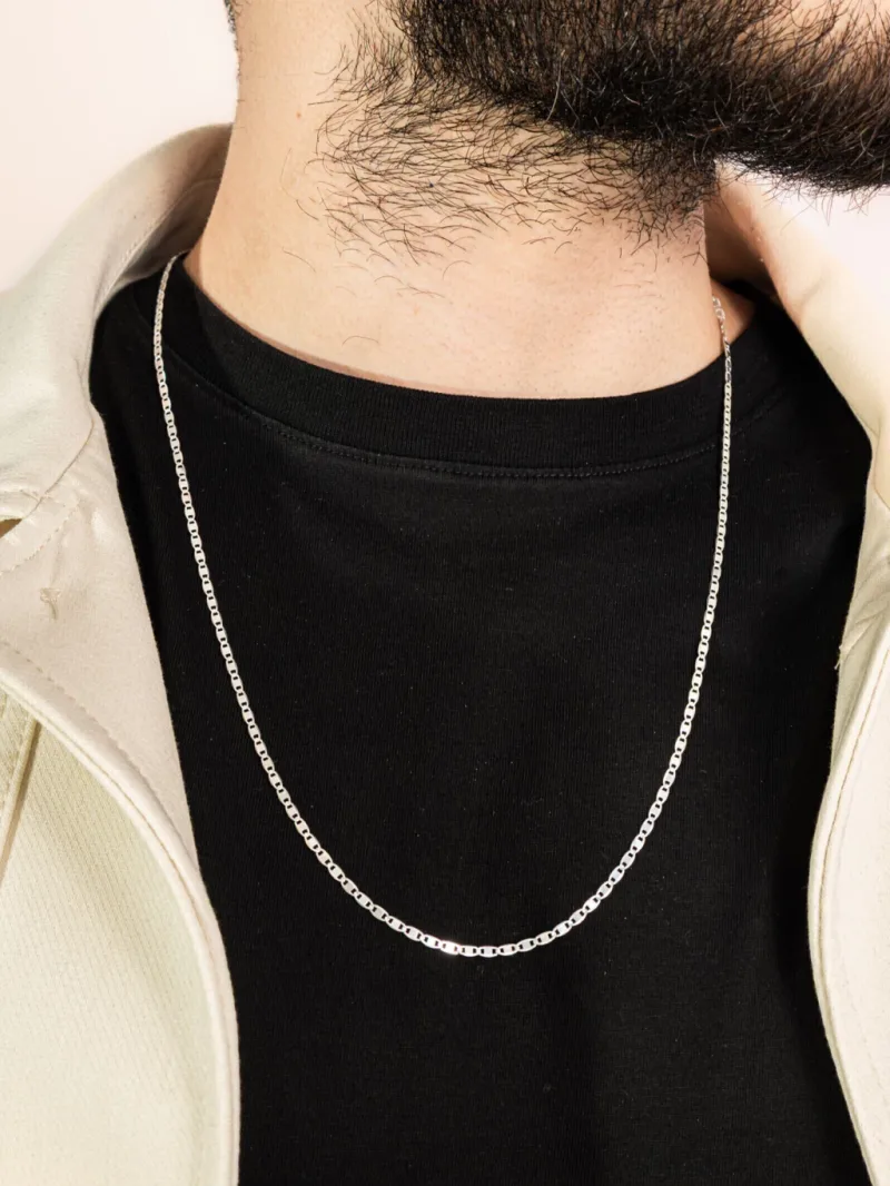Corrente Masculina de Prata 925 Elos Piastrine 1.5mm 60cm
