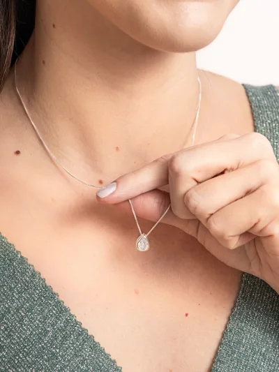 Colar de Prata 925 Gota Zircônia Branca Galeria — foto 1