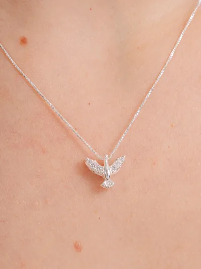 Colar de Prata 925 Espírito Santo Com Zircônias Brancas — foto 2