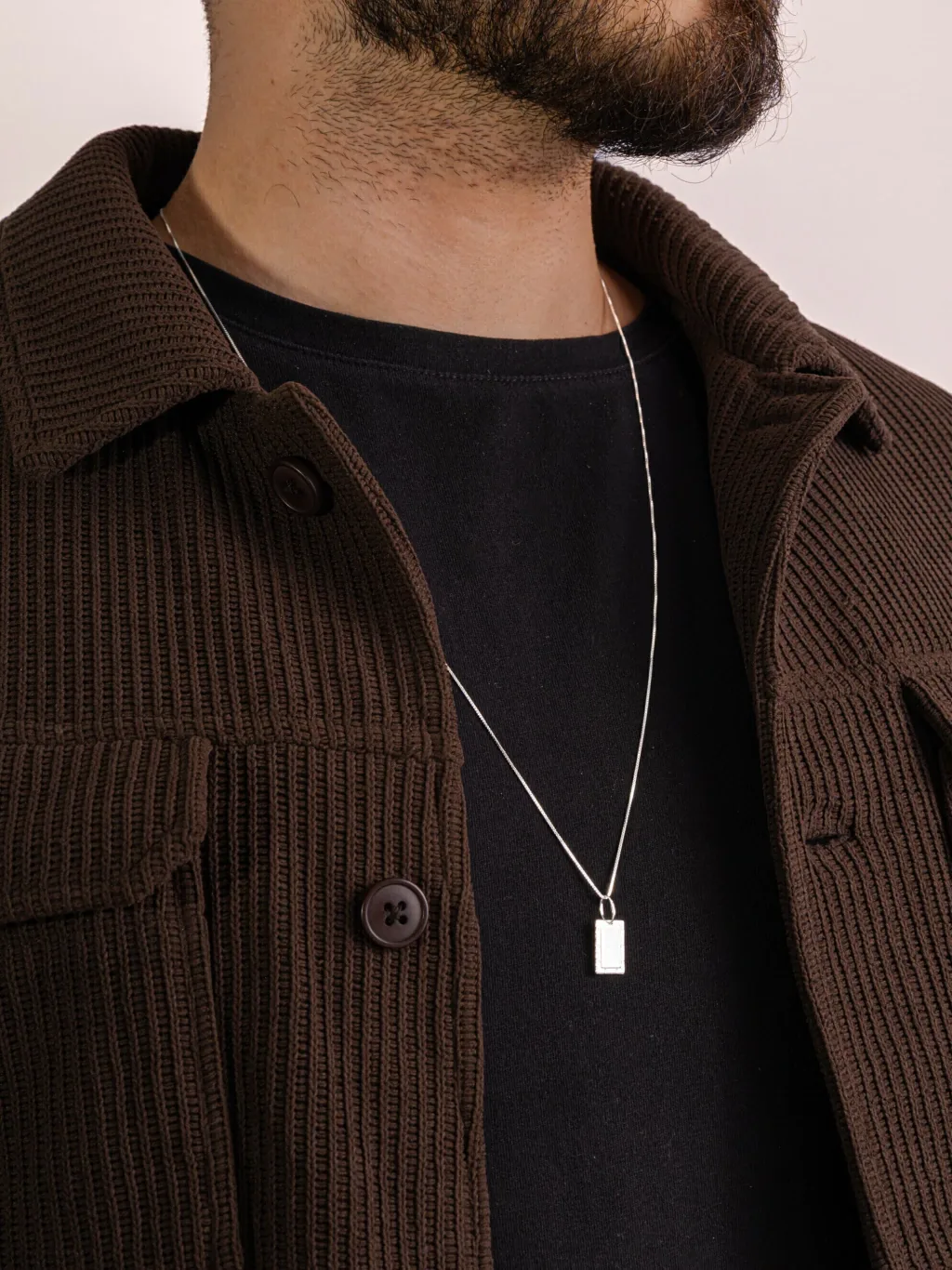 Colar de Prata 925 Masculino Placa Lisa