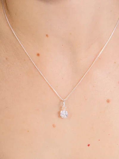 Conjunto de Prata 925 Ponto de Luz Grande Branco — foto 2