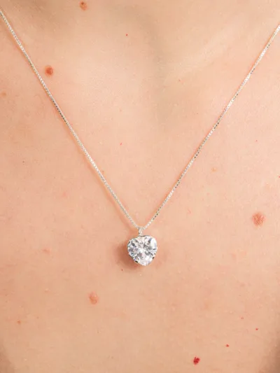 Conjunto De Prata 925 Coração Zircônia Branco — foto 2