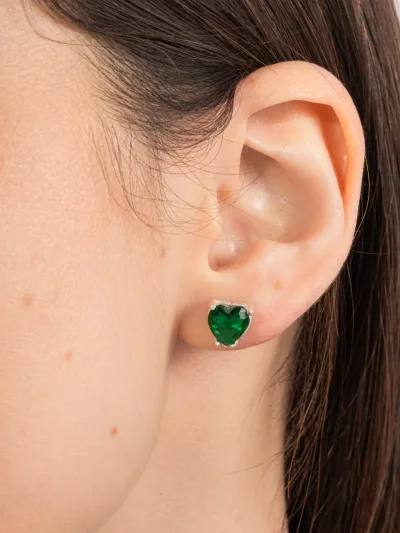 Conjunto De Prata 925 Coração Zircônia Verde — foto 3