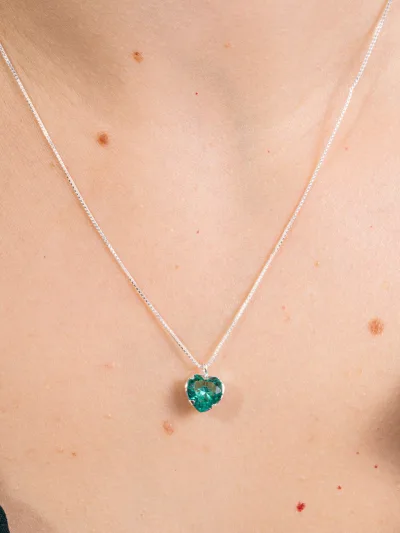 Conjunto de Prata 925 Coração Verde Turmalina — foto 2