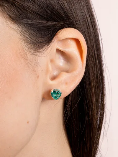Conjunto de Prata 925 Coração Verde Turmalina — foto 3