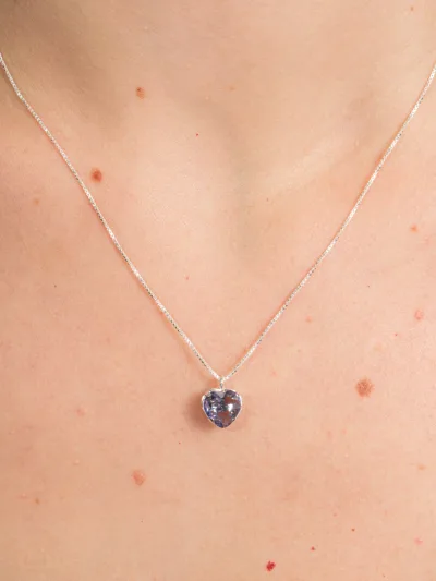Conjunto De Prata 925 Coração Zircônia Lilás — foto 2