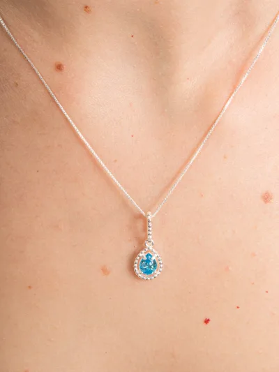 Conjunto de Prata 925 Gota Azul Claro Pontilhado — foto 2