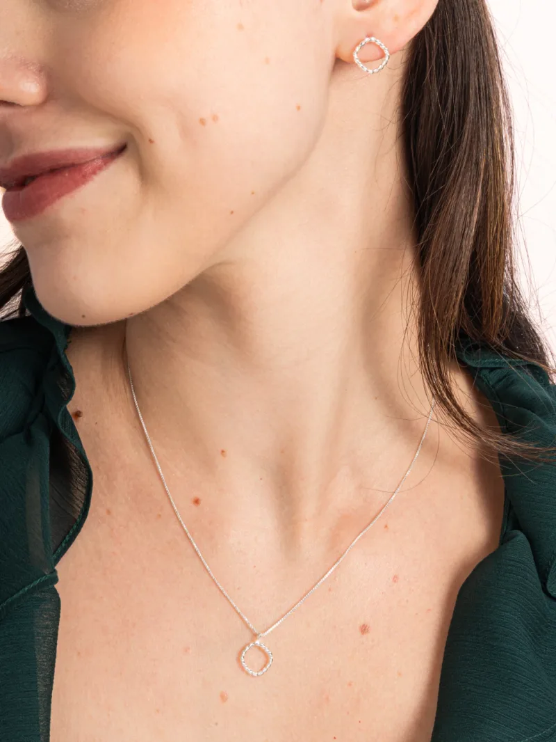 Conjunto de Prata 925 Losango Torcido