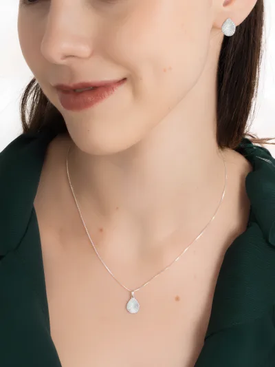 Conjunto de Prata 925 Gota Detalhada Texturizada — foto 1