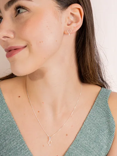 Conjunto de Prata 925 Coração Terço — foto 1