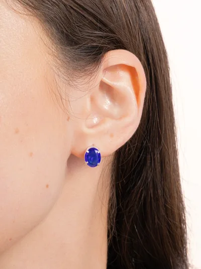 Conjunto de Prata 925 Zircônia Azul Escuro Oval — foto 3