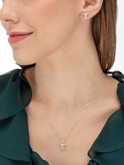 Conjunto de Prata 925 Coração com Pontos Zircônia — foto 1