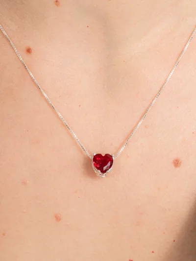 Conjunto De Prata 925 Coração Zircônia Vermelho — foto 2
