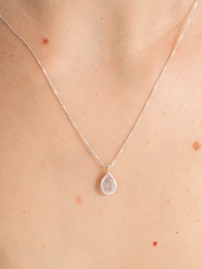 Conjunto de Prata 925 Zircônia Gota Branca Cravação Inglesa — foto 2