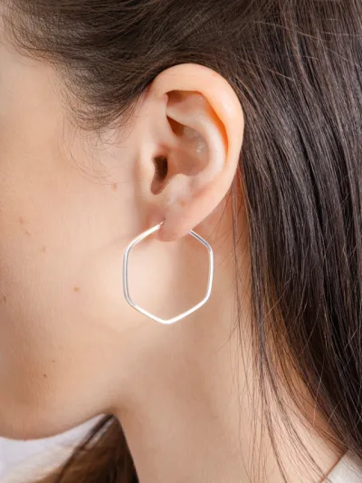Argola Sextavada 3cm em Prata 925 — foto 1