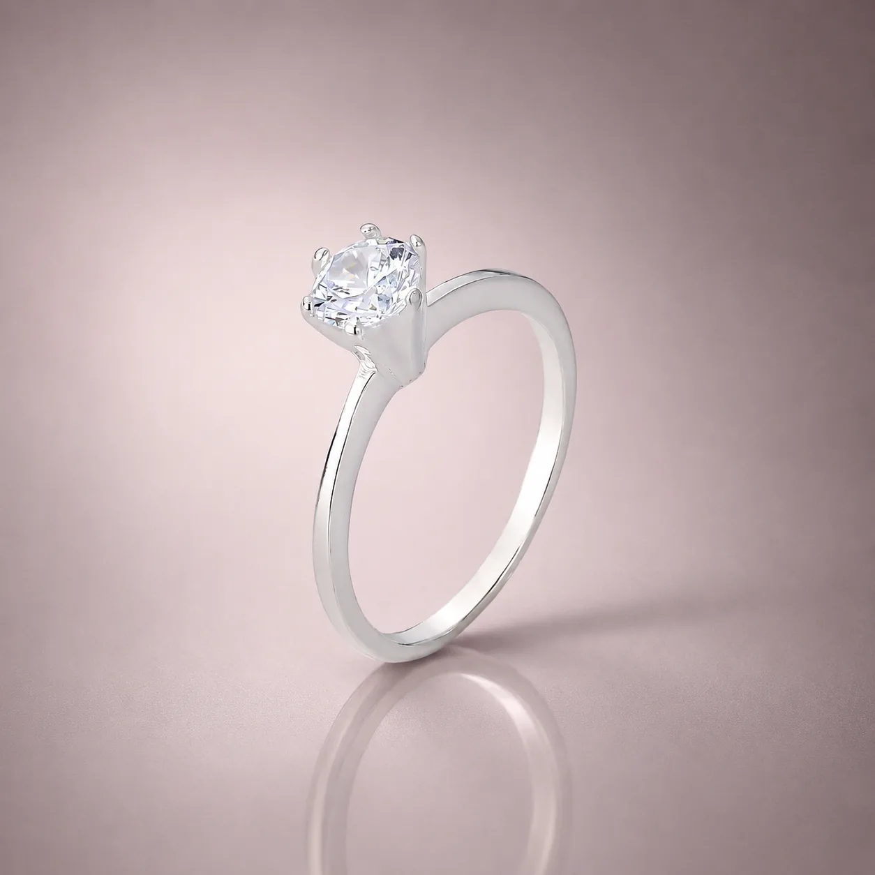 Anel Solitário Clássico com Pedra 3mm em Prata